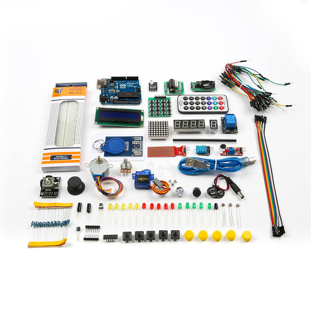 Улучшенный стартовый набор для обучения Arduino UNO R3 DIP с батареей крона 9В